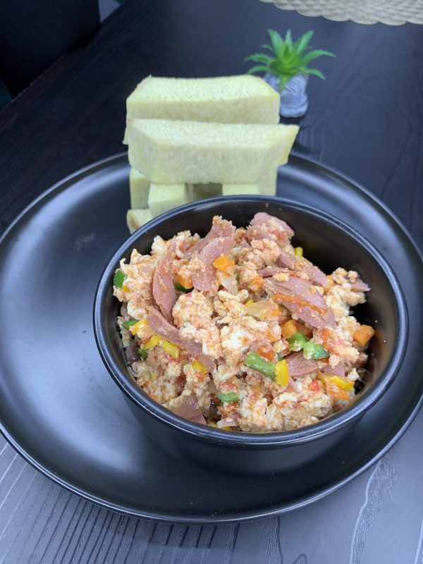 Fried Plantain and Egg Sauce with Veggies