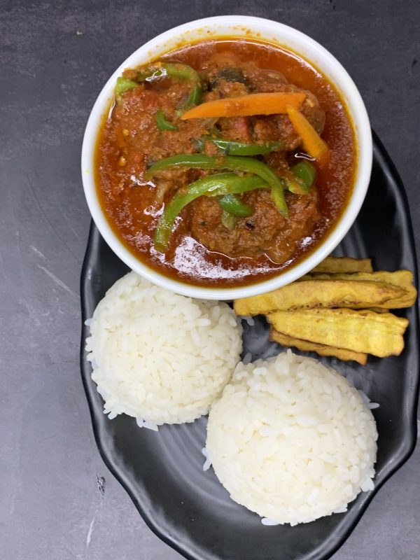 Stew and white rice